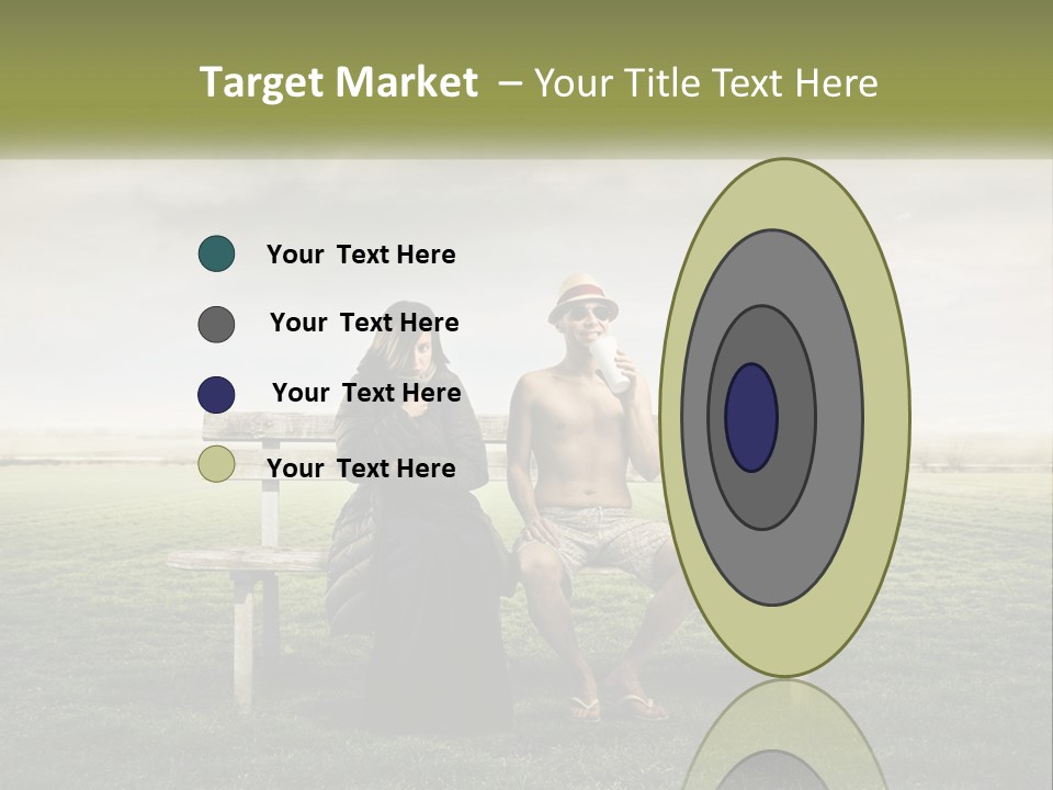 A Man And Woman Sitting On A Bench In A Field PowerPoint Template