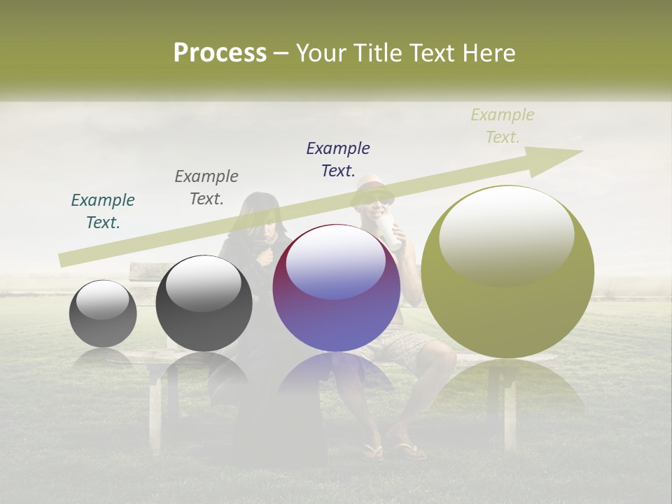 A Man And Woman Sitting On A Bench In A Field PowerPoint Template