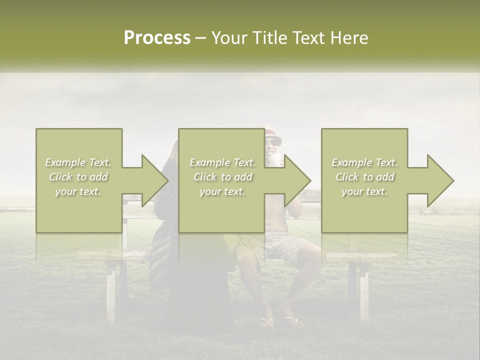 A Man And Woman Sitting On A Bench In A Field PowerPoint Template