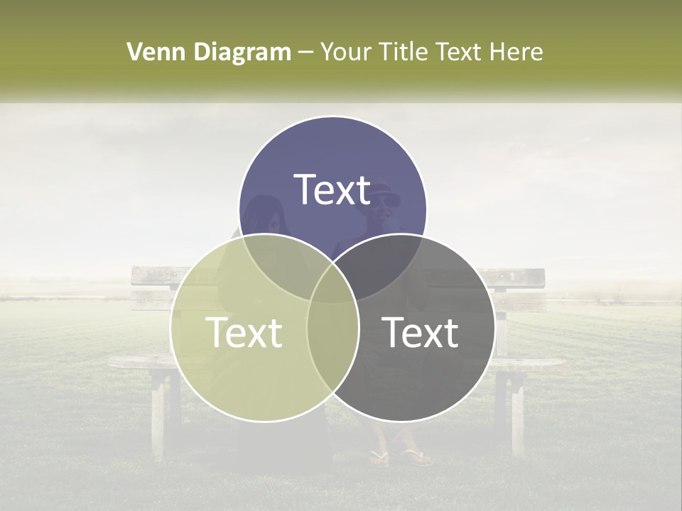 A Man And Woman Sitting On A Bench In A Field PowerPoint Template
