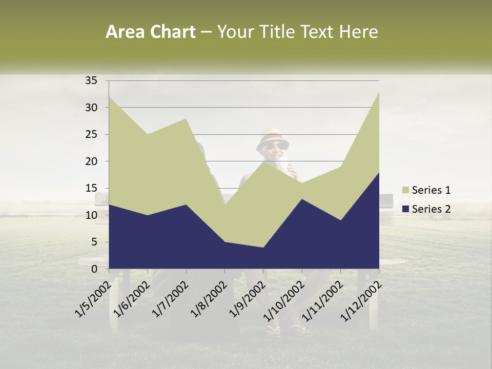 A Man And Woman Sitting On A Bench In A Field PowerPoint Template