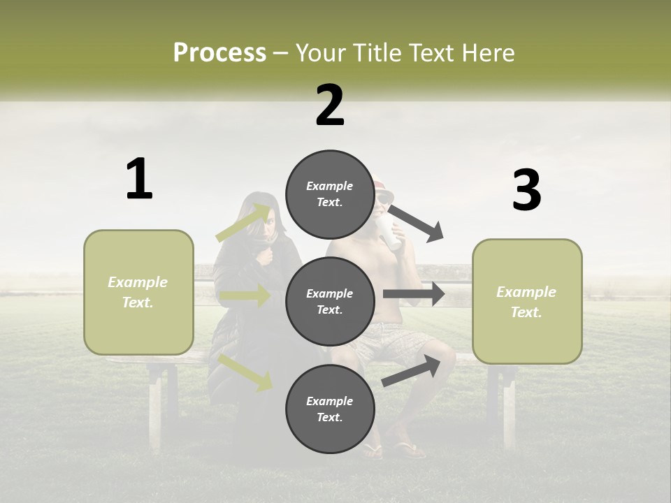 A Man And Woman Sitting On A Bench In A Field PowerPoint Template