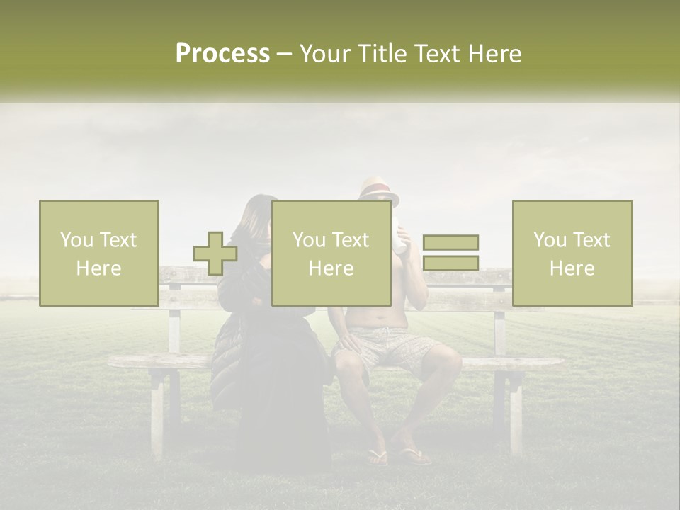 A Man And Woman Sitting On A Bench In A Field PowerPoint Template