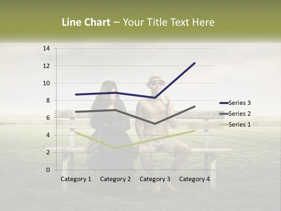 A Man And Woman Sitting On A Bench In A Field PowerPoint Template