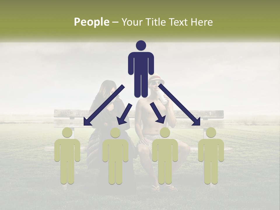 A Man And Woman Sitting On A Bench In A Field PowerPoint Template