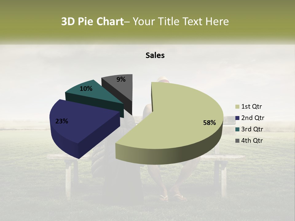 A Man And Woman Sitting On A Bench In A Field PowerPoint Template