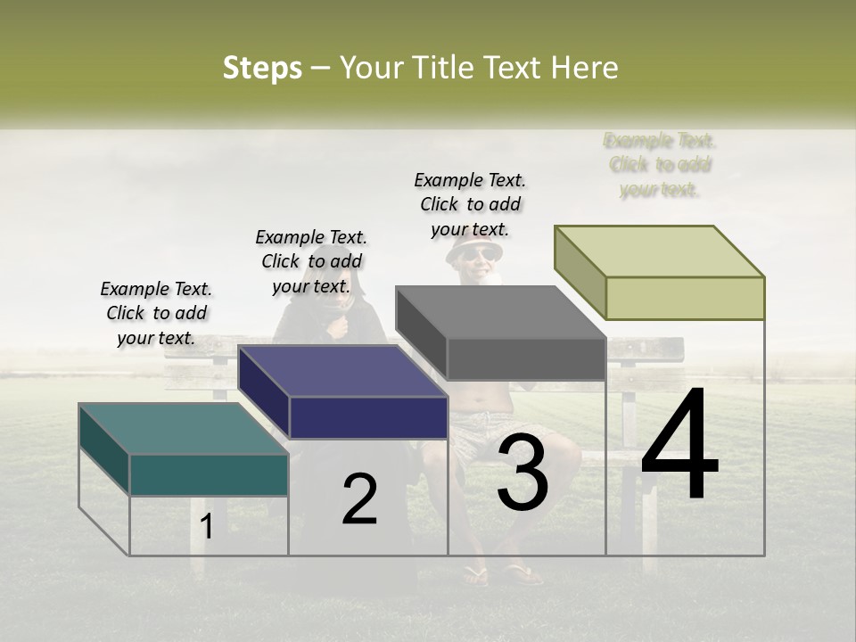 A Man And Woman Sitting On A Bench In A Field PowerPoint Template