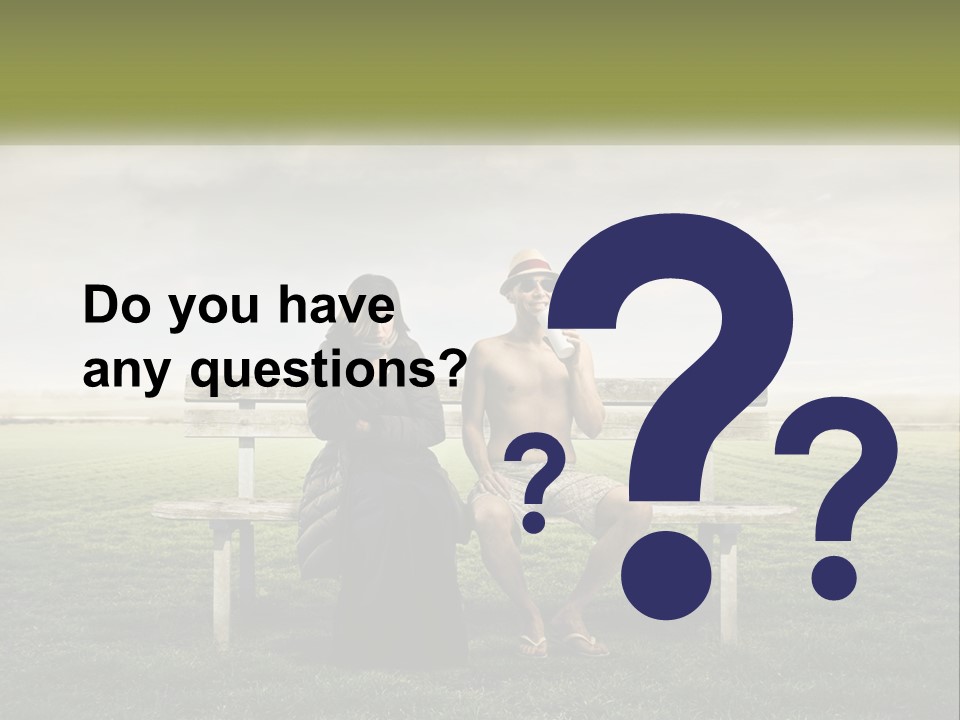 A Man And Woman Sitting On A Bench In A Field PowerPoint Template