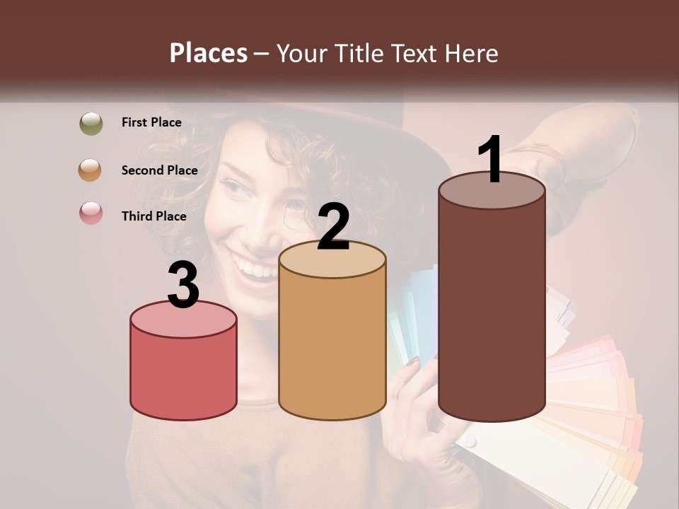 A Woman In A Brown Shirt And A Brown Hat Holding A Fan PowerPoint Template