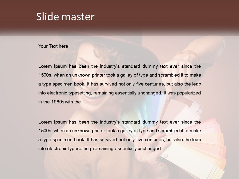 A Woman In A Brown Shirt And A Brown Hat Holding A Fan PowerPoint Template