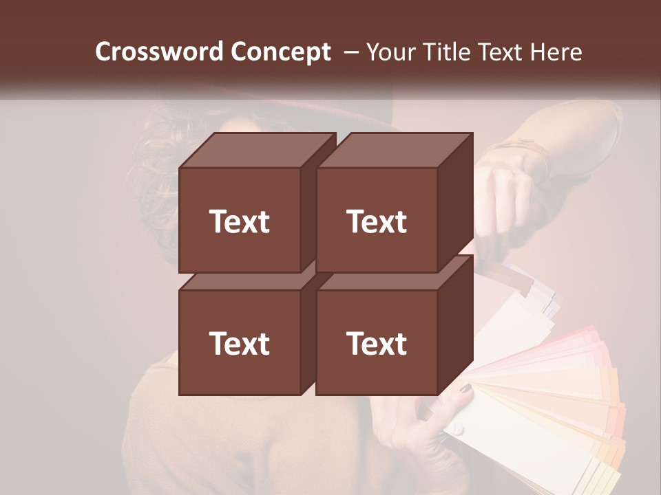 A Woman In A Brown Shirt And A Brown Hat Holding A Fan PowerPoint Template