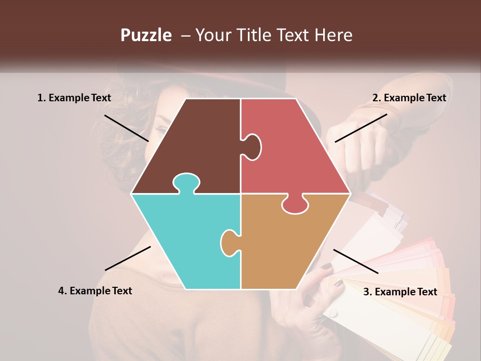 A Woman In A Brown Shirt And A Brown Hat Holding A Fan PowerPoint Template