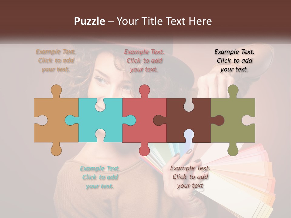 A Woman In A Brown Shirt And A Brown Hat Holding A Fan PowerPoint Template