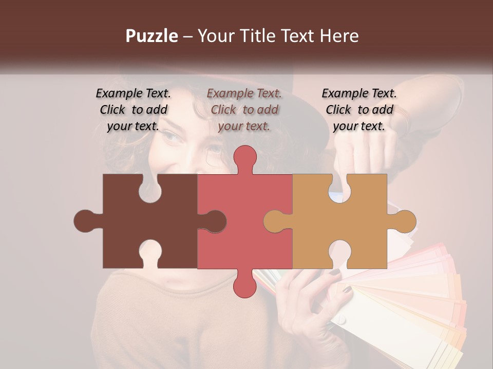 A Woman In A Brown Shirt And A Brown Hat Holding A Fan PowerPoint Template