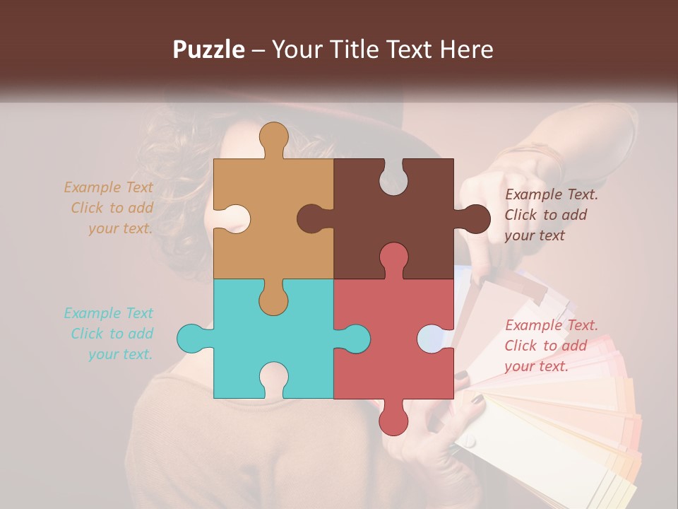 A Woman In A Brown Shirt And A Brown Hat Holding A Fan PowerPoint Template