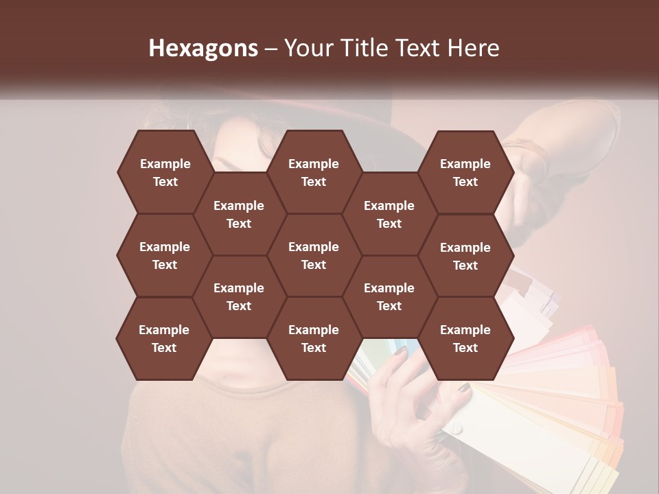 A Woman In A Brown Shirt And A Brown Hat Holding A Fan PowerPoint Template