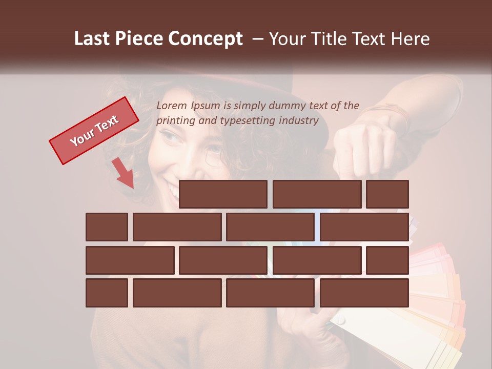 A Woman In A Brown Shirt And A Brown Hat Holding A Fan PowerPoint Template