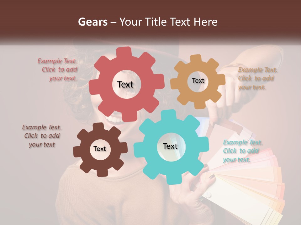 A Woman In A Brown Shirt And A Brown Hat Holding A Fan PowerPoint Template