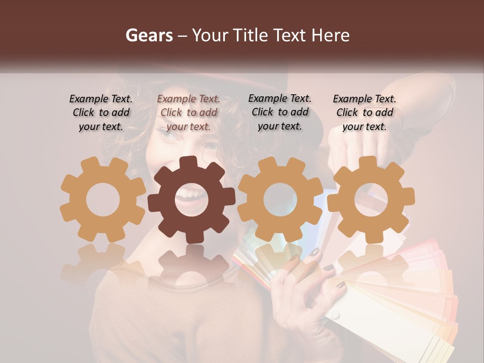 A Woman In A Brown Shirt And A Brown Hat Holding A Fan PowerPoint Template