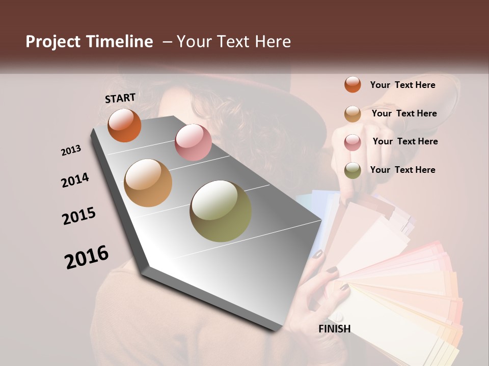 A Woman In A Brown Shirt And A Brown Hat Holding A Fan PowerPoint Template