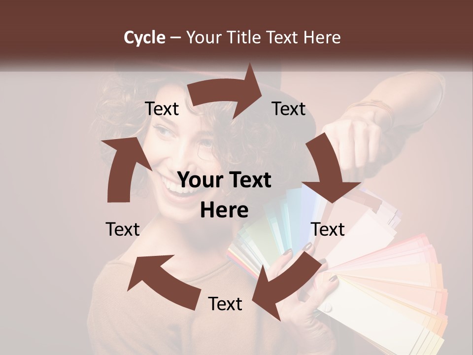 A Woman In A Brown Shirt And A Brown Hat Holding A Fan PowerPoint Template