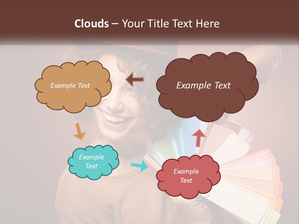 A Woman In A Brown Shirt And A Brown Hat Holding A Fan PowerPoint Template