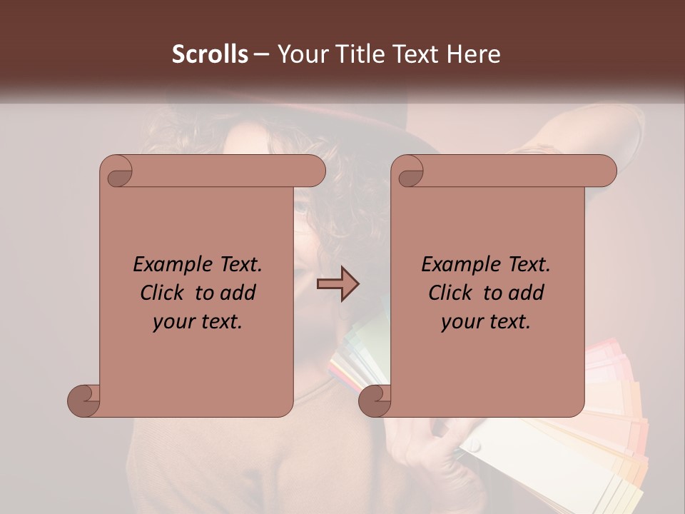 A Woman In A Brown Shirt And A Brown Hat Holding A Fan PowerPoint Template