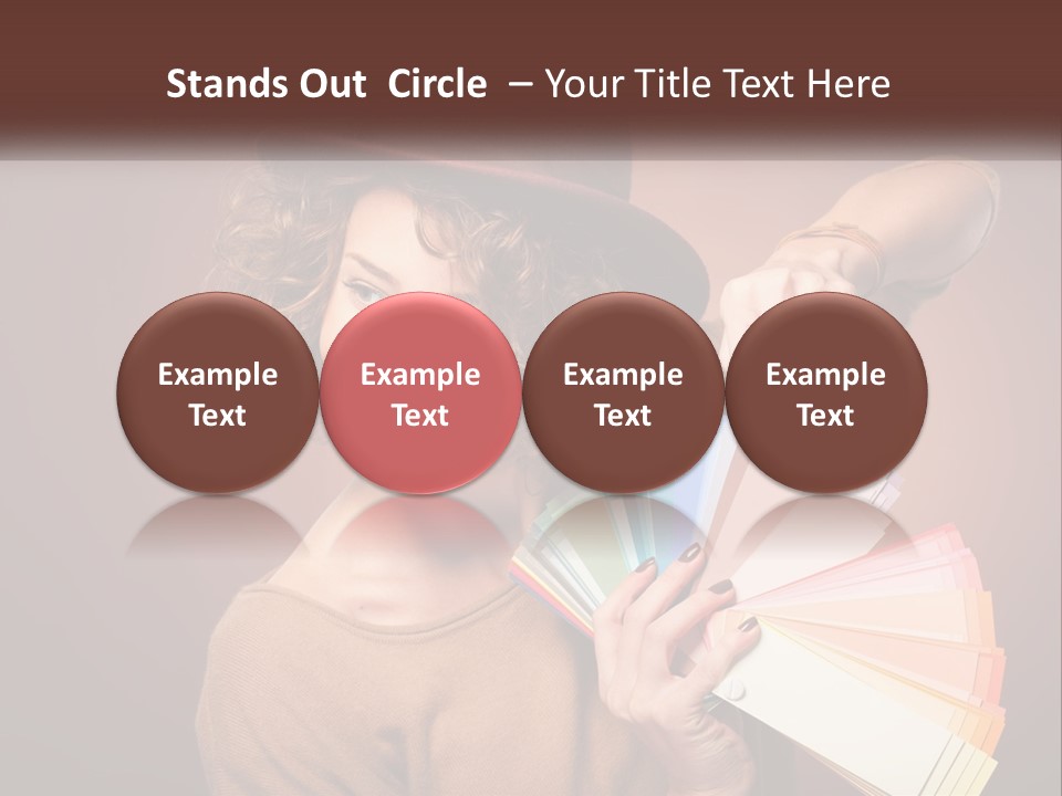 A Woman In A Brown Shirt And A Brown Hat Holding A Fan PowerPoint Template