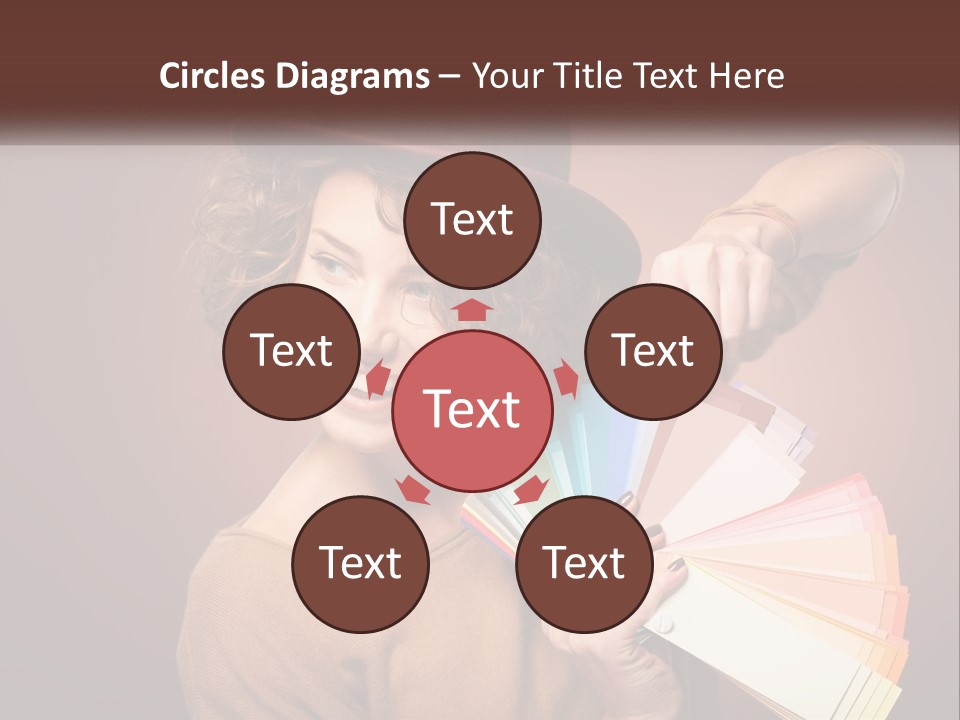 A Woman In A Brown Shirt And A Brown Hat Holding A Fan PowerPoint Template