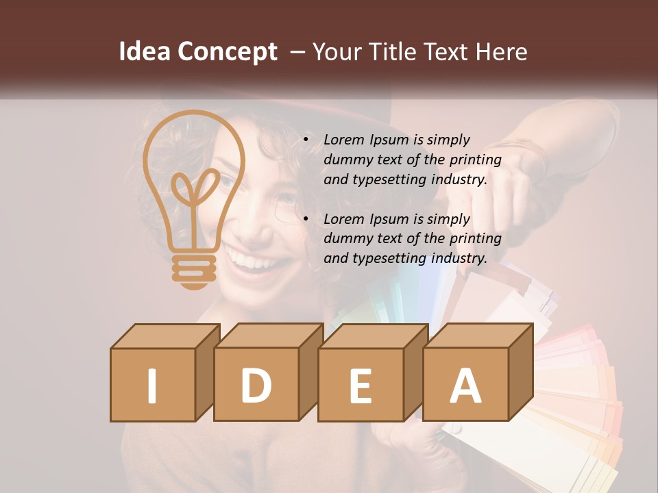 A Woman In A Brown Shirt And A Brown Hat Holding A Fan PowerPoint Template