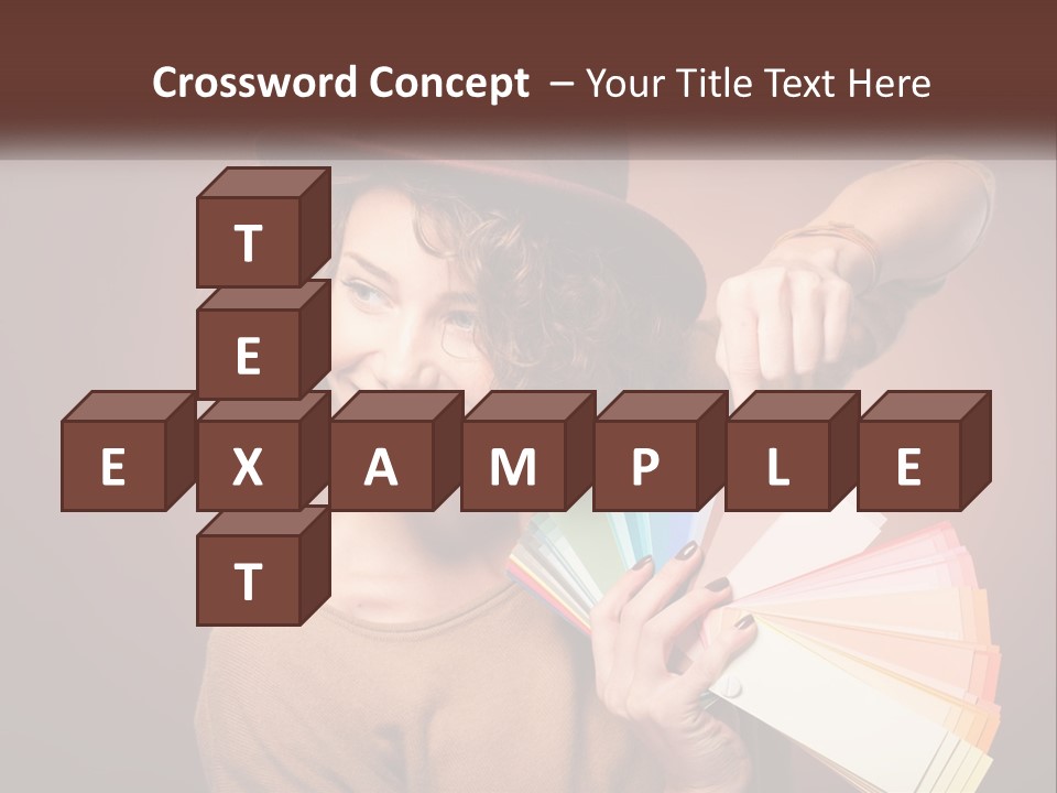 A Woman In A Brown Shirt And A Brown Hat Holding A Fan PowerPoint Template