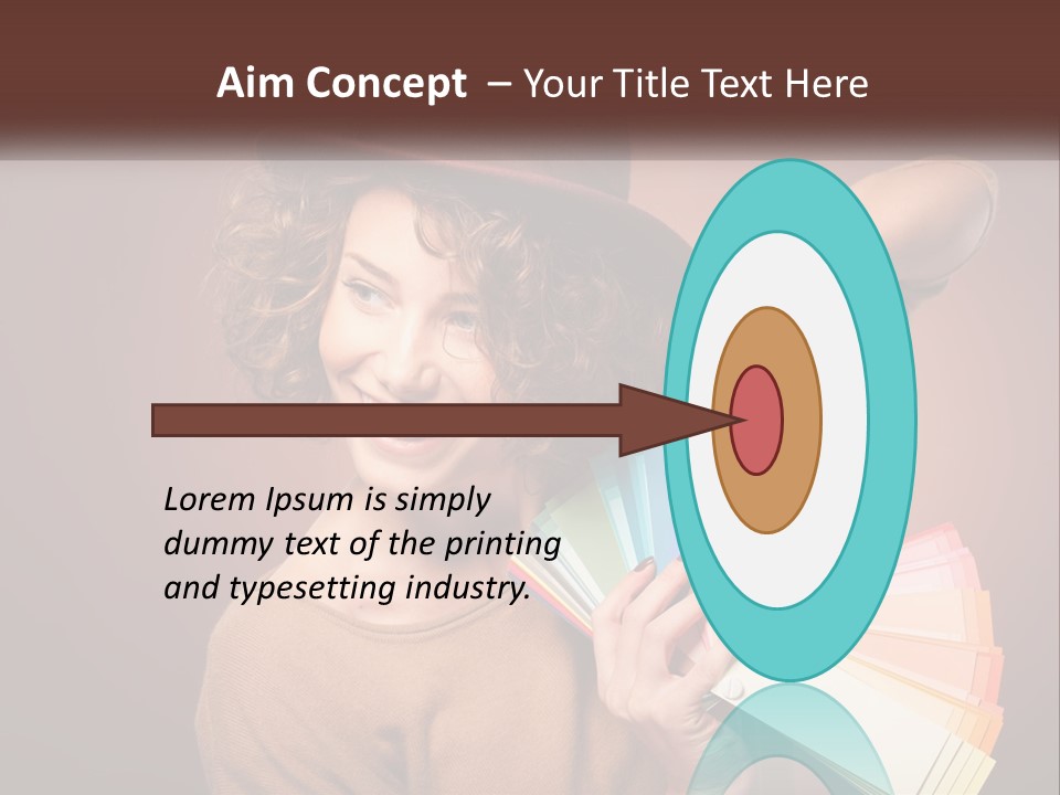 A Woman In A Brown Shirt And A Brown Hat Holding A Fan PowerPoint Template