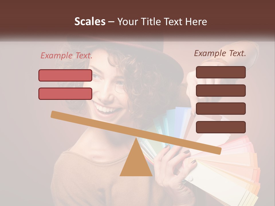 A Woman In A Brown Shirt And A Brown Hat Holding A Fan PowerPoint Template