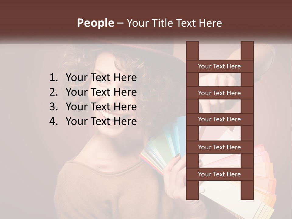 A Woman In A Brown Shirt And A Brown Hat Holding A Fan PowerPoint Template