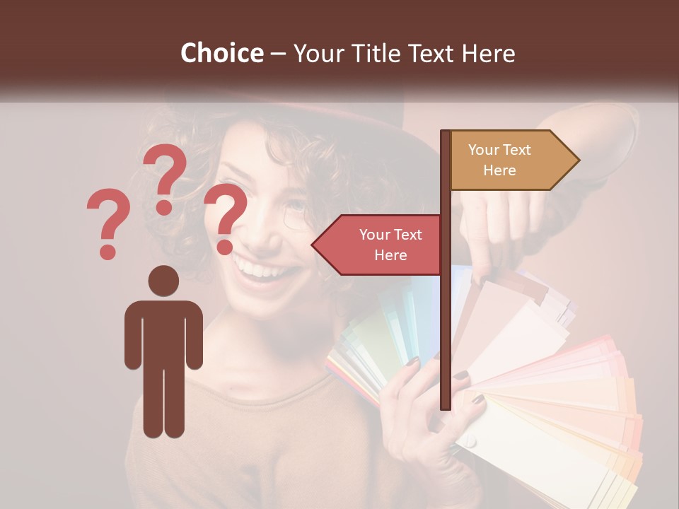 A Woman In A Brown Shirt And A Brown Hat Holding A Fan PowerPoint Template