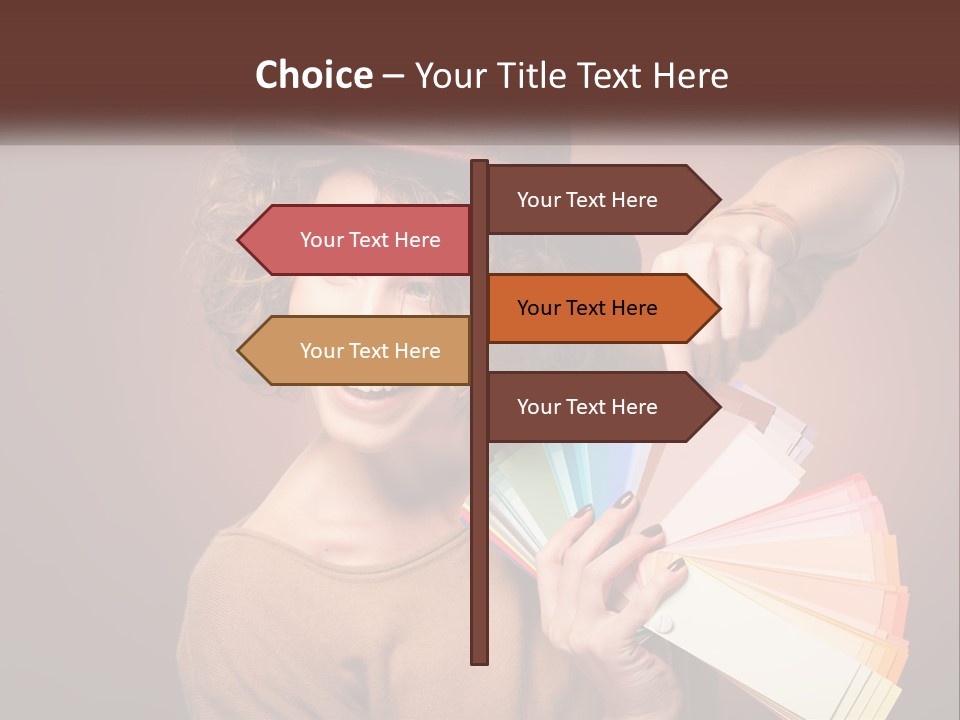 A Woman In A Brown Shirt And A Brown Hat Holding A Fan PowerPoint Template