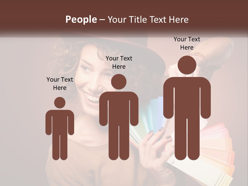 A Woman In A Brown Shirt And A Brown Hat Holding A Fan PowerPoint Template