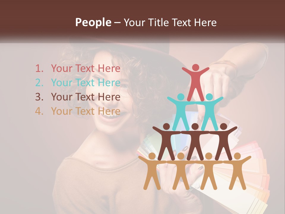 A Woman In A Brown Shirt And A Brown Hat Holding A Fan PowerPoint Template