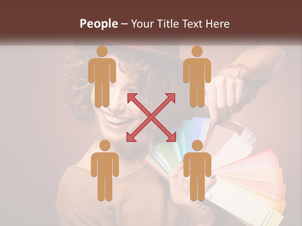 A Woman In A Brown Shirt And A Brown Hat Holding A Fan PowerPoint Template