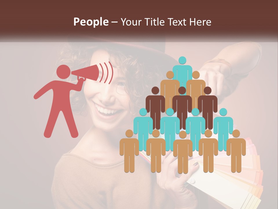 A Woman In A Brown Shirt And A Brown Hat Holding A Fan PowerPoint Template