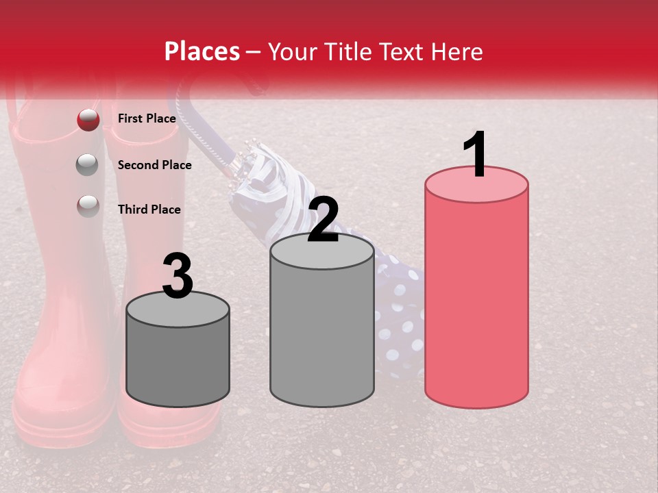 A Pair Of Red Rain Boots With An Umbrella PowerPoint Template