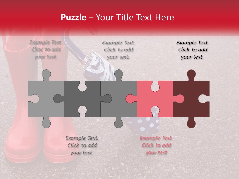 A Pair Of Red Rain Boots With An Umbrella PowerPoint Template