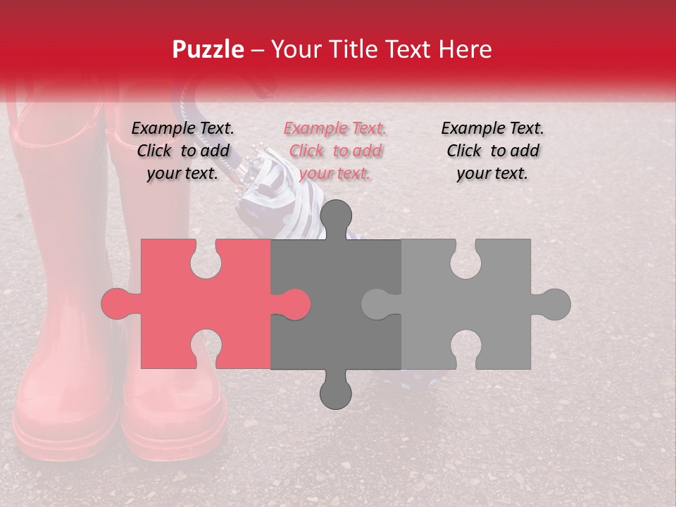 A Pair Of Red Rain Boots With An Umbrella PowerPoint Template