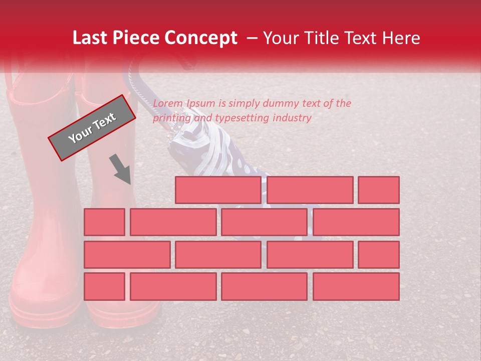 A Pair Of Red Rain Boots With An Umbrella PowerPoint Template