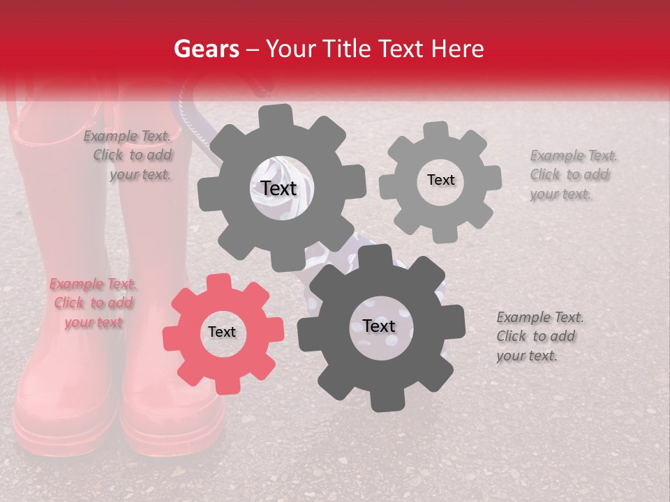 A Pair Of Red Rain Boots With An Umbrella PowerPoint Template