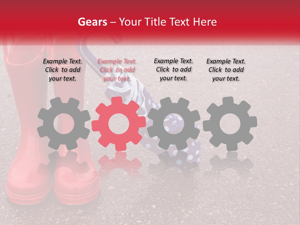 A Pair Of Red Rain Boots With An Umbrella PowerPoint Template