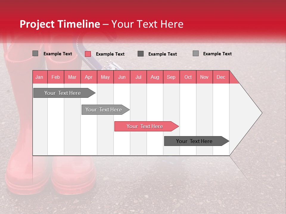 A Pair Of Red Rain Boots With An Umbrella PowerPoint Template