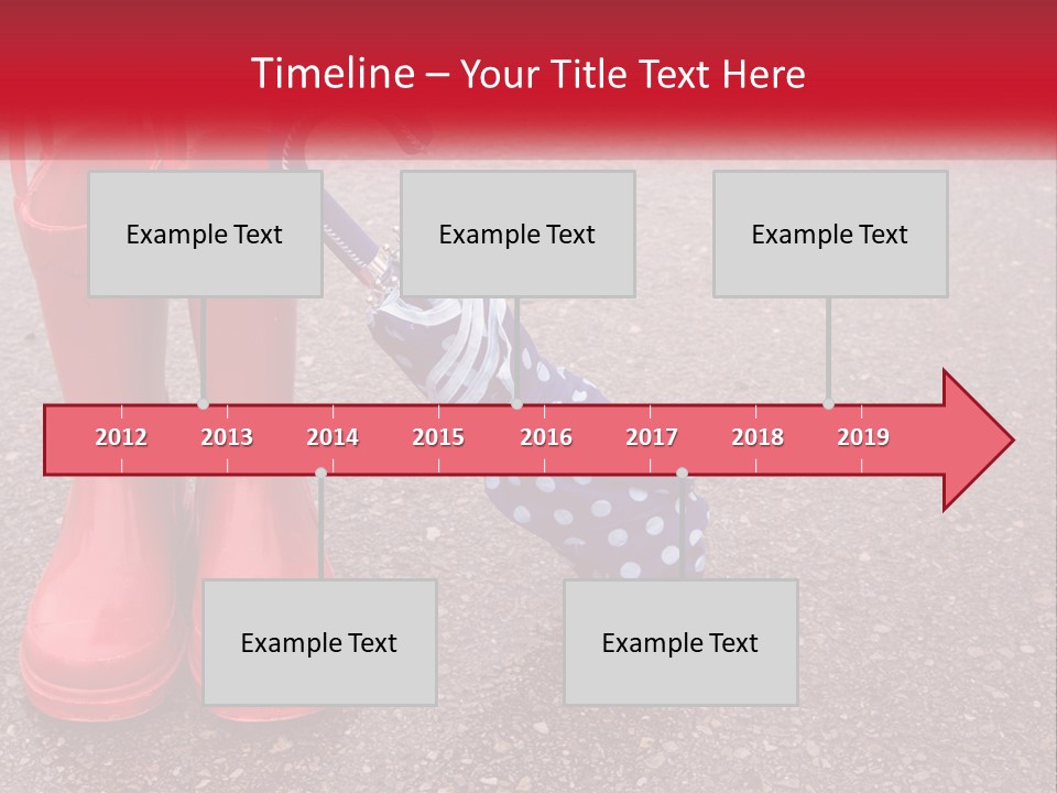 A Pair Of Red Rain Boots With An Umbrella PowerPoint Template