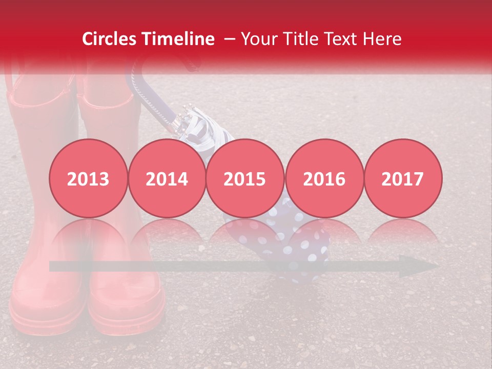 A Pair Of Red Rain Boots With An Umbrella PowerPoint Template