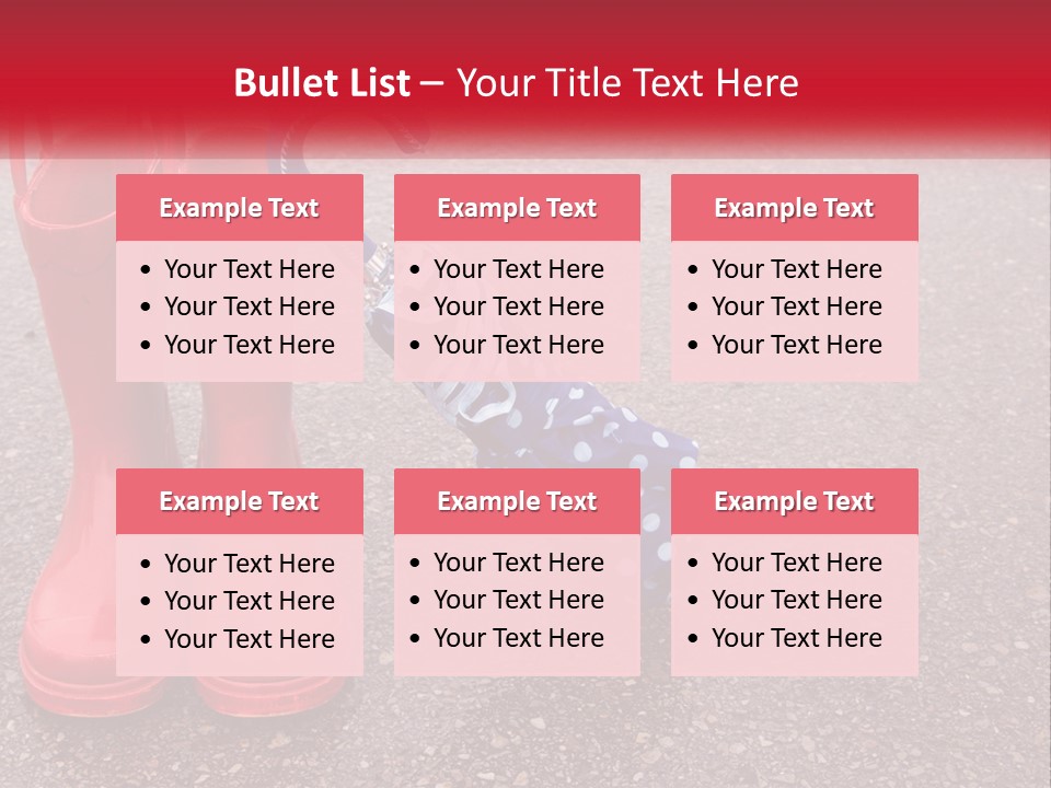 A Pair Of Red Rain Boots With An Umbrella PowerPoint Template
